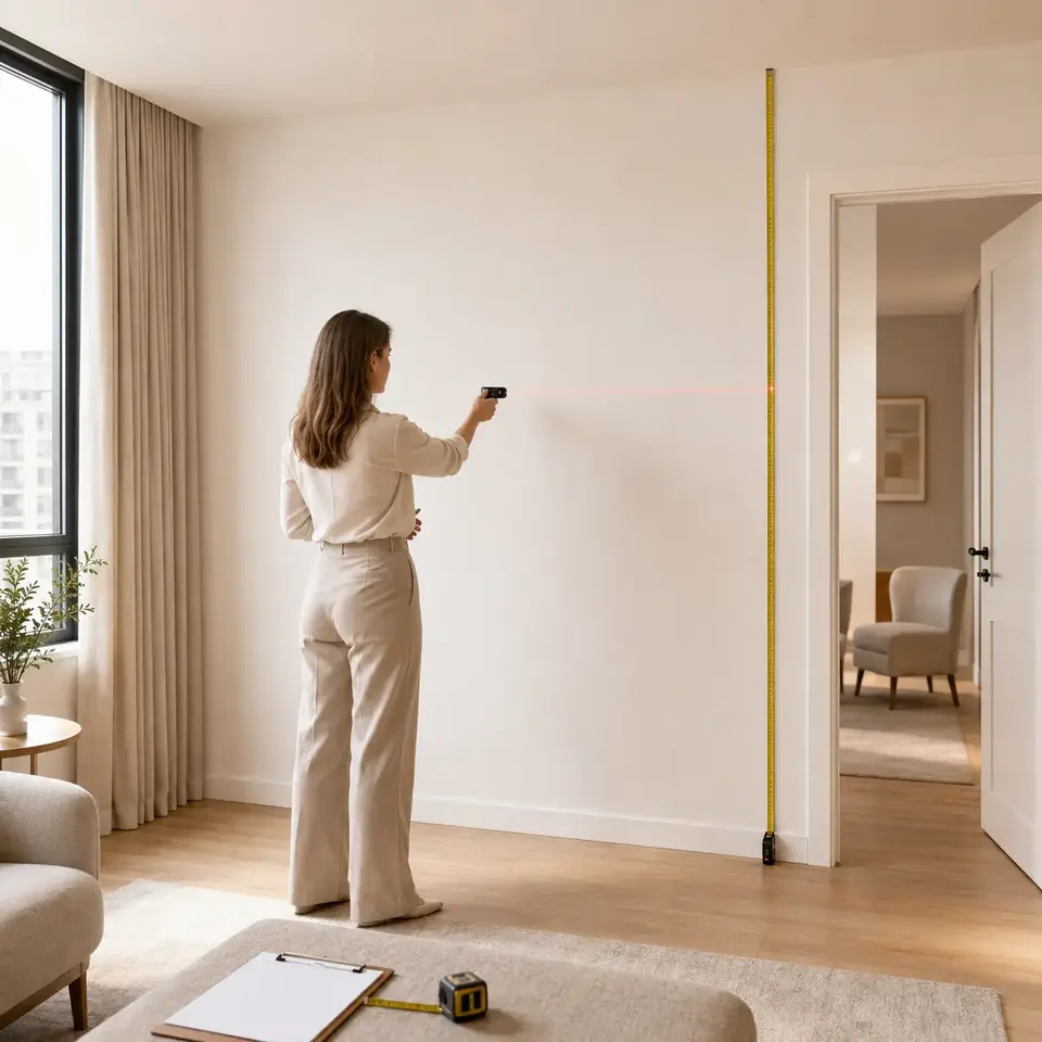 Measuring wall height for a wall bed installation