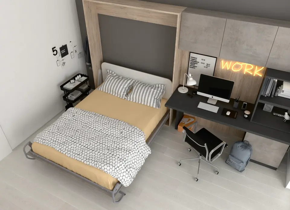 An open Strong wall bed with a large sleeping area