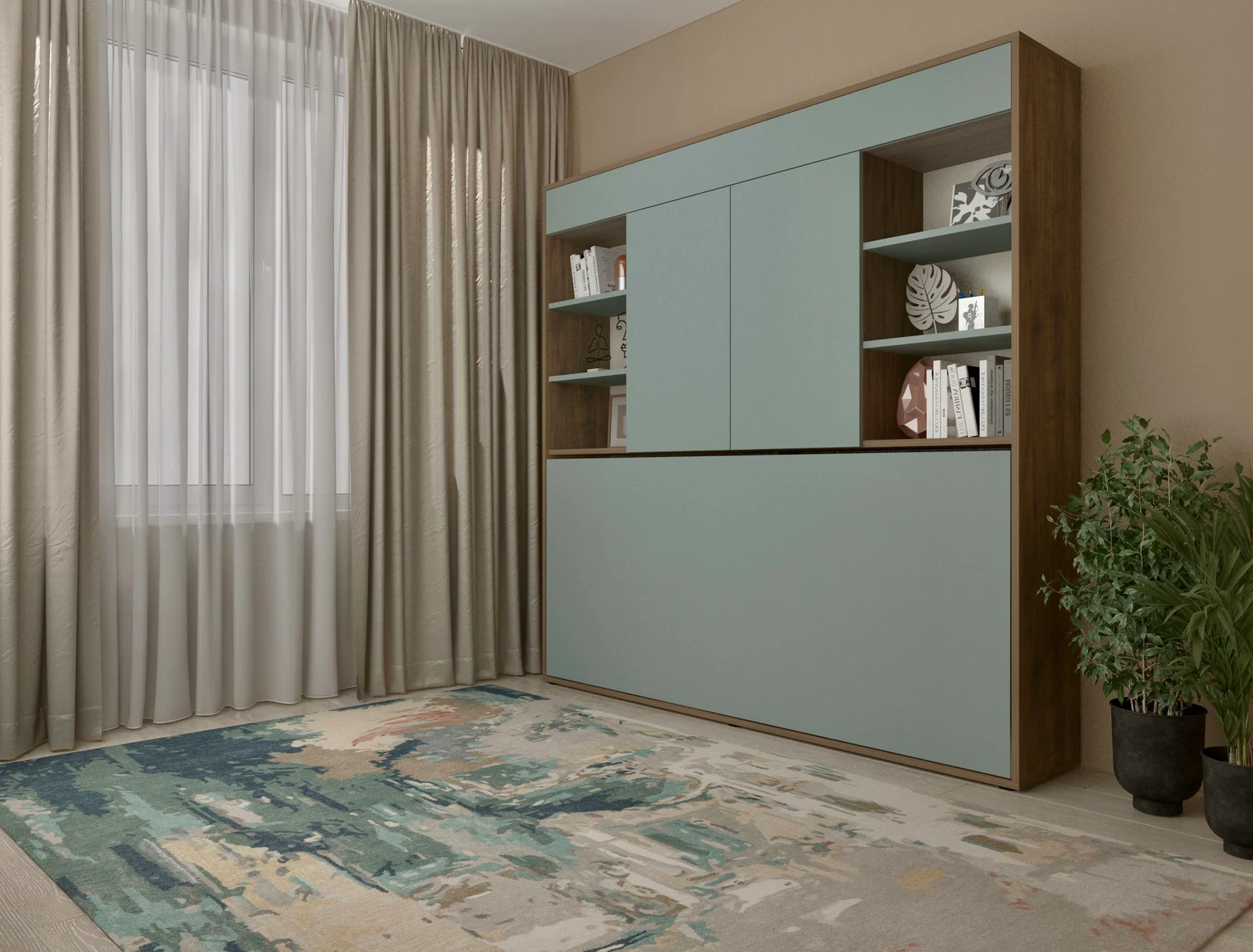 Single wall bed «Combo 2 Shelf with top unit» — photo 2