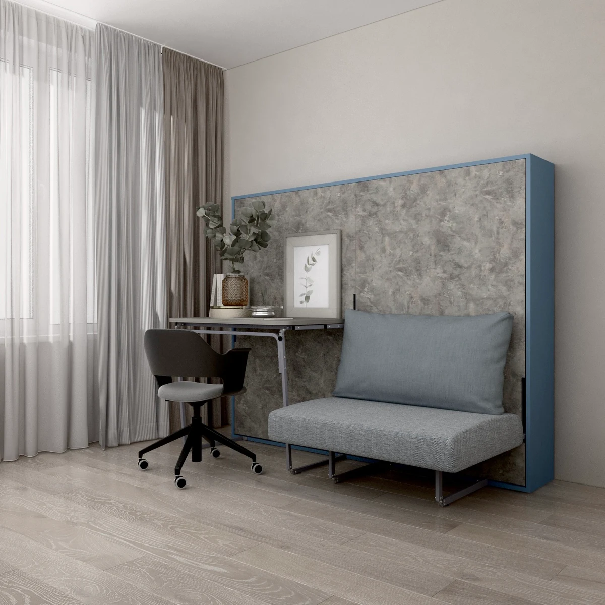 Wall bed with sofa and table «Bilbao» — photo 1